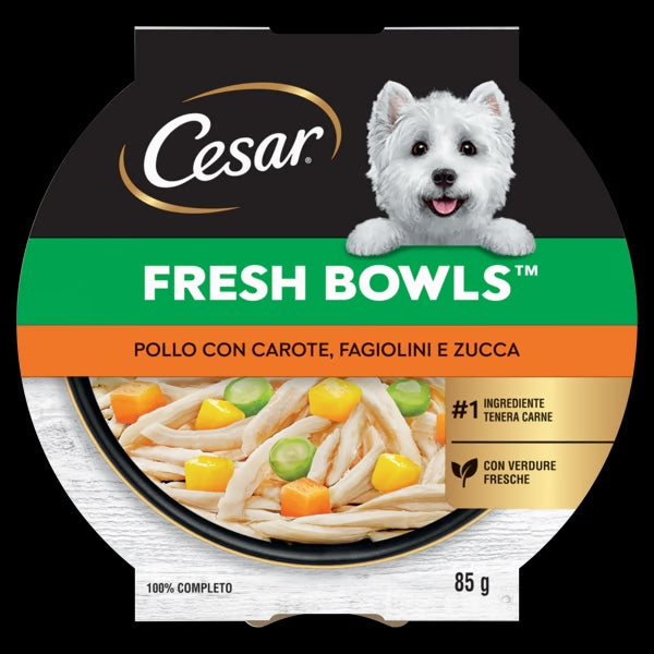 Alimento umido Cesar Fresh Bowls Pollo Carote Fagiolini Zucca 85 g per cani adulti Alimento umido Cesar Fresh Bowls Pollo Carote Fagiolini Zucca 85 g per cani adulti